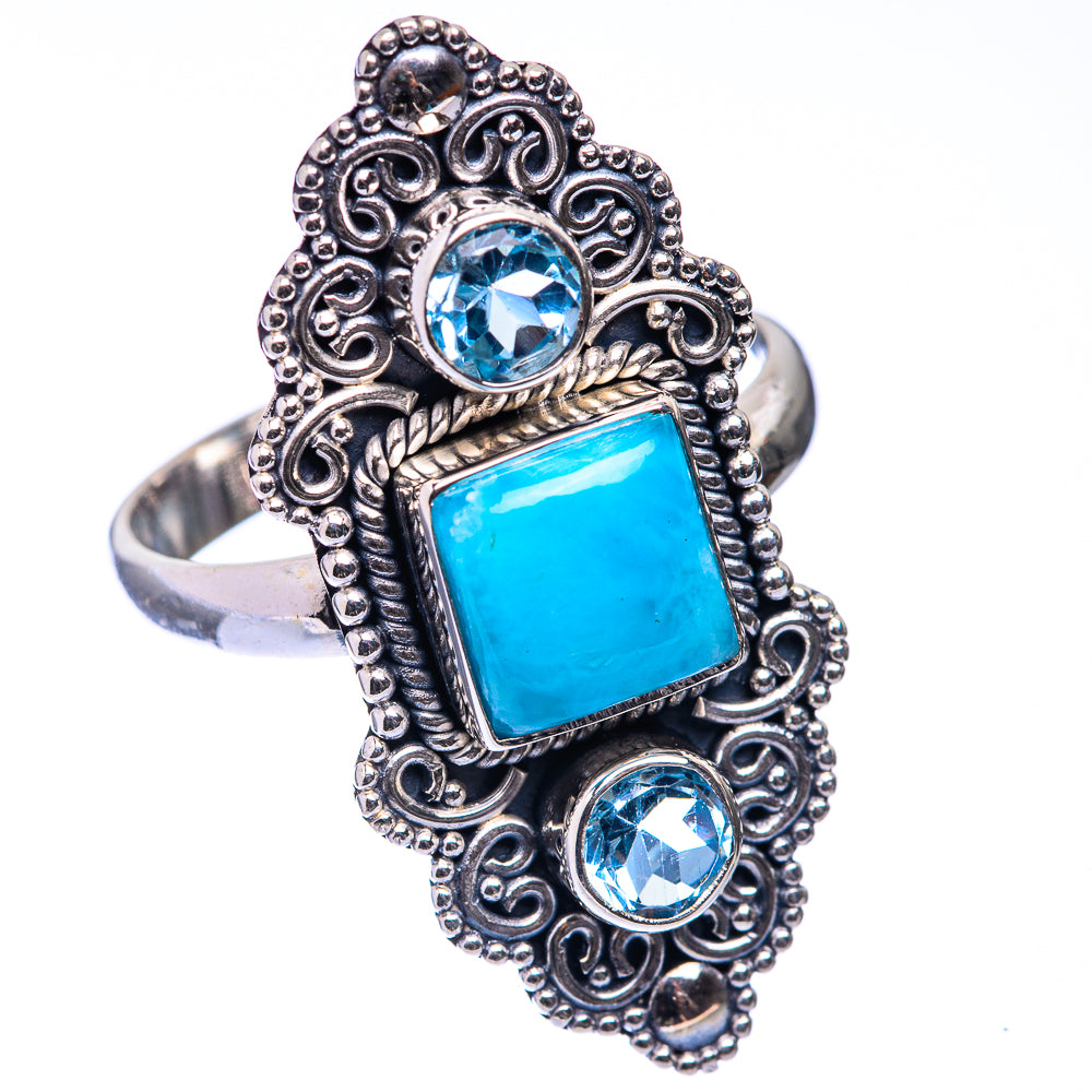 Large Larimar, Blue Topaz Ring Size 10.75 (925 Sterling Silver) R141192