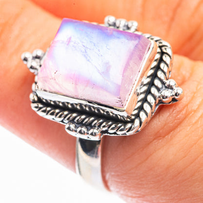Pink Moonstone Ring Size 6.75 (925 Sterling Silver) R141955