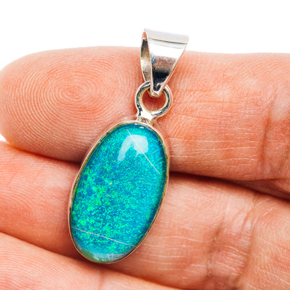 Sterling Opal Pendant 1 3/8" (.925 Sterling Silver)