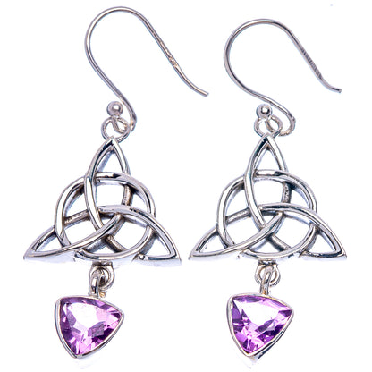 Faceted Amethyst Earrings 1 3/4" (925 Sterling Silver) E433462