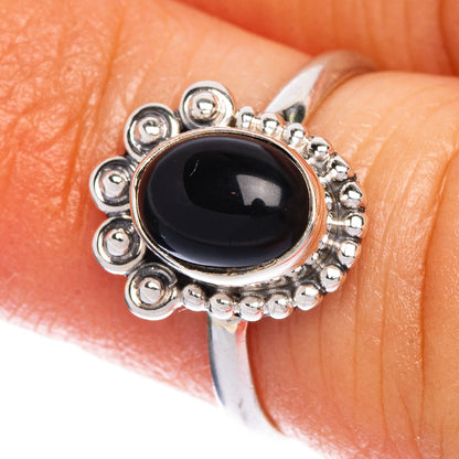 Black Onyx Dainty Ring Size 4.75 (925 Sterling Silver) R147213