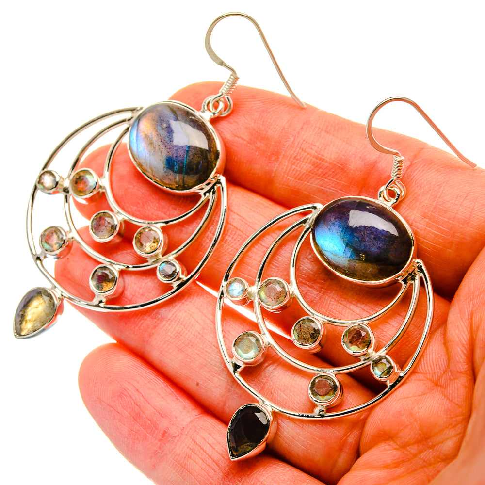 Signature Labradorite Earrings 2 3/8" (925 Sterling Silver) EARR431975