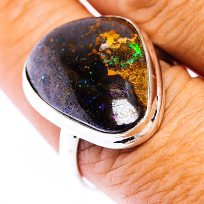 Premium Australian Boulder Opal  Ring Size 10 (.925 Sterling Silver)