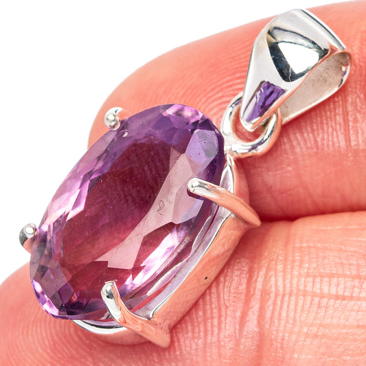 Faceted Amethyst Pendant 1 1/8" (925 Sterling Silver) P43005