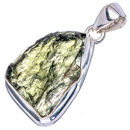 Rare Moldavite Pendant 1 3/8" (925 Sterling Silver) P43376