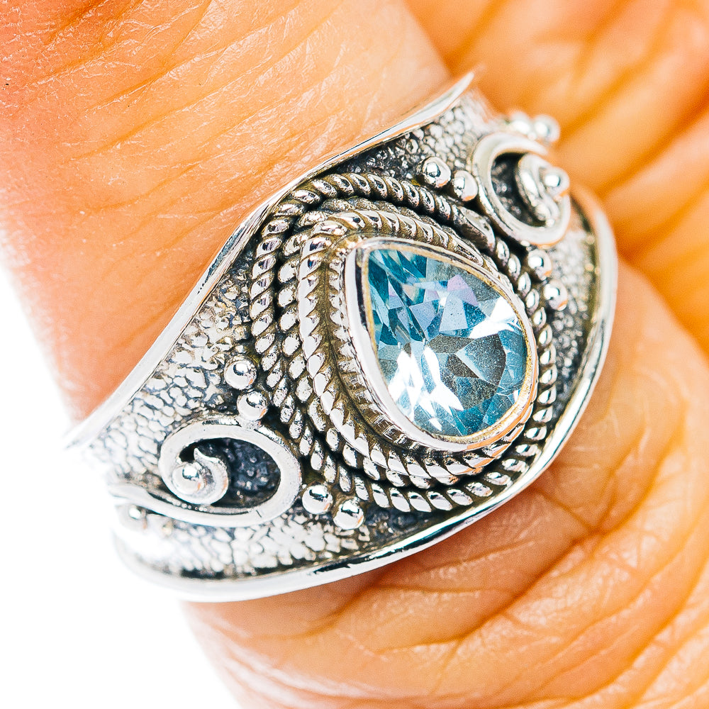 Blue Topaz Cocktail Ring Size 6.5 (.925 Sterling Silver)