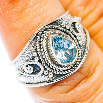 Blue Topaz Cocktail Ring Size 6.5 (.925 Sterling Silver)
