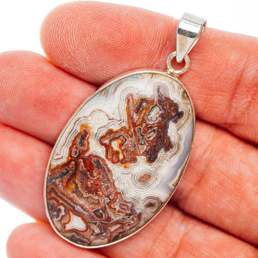 Premium Crazy Lace Agate Pendant 2" (.925 Sterling Silver)