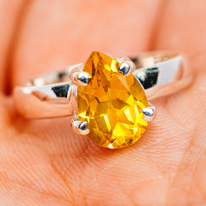 Faceted Citrine Ring Size 6 (.925 Sterling Silver)