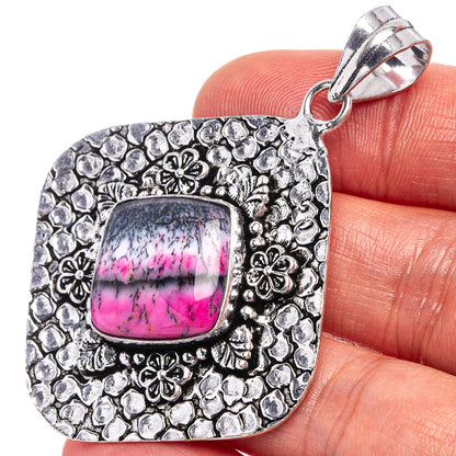 Pink Dendritic Opal Pendant 2 1/4" (German Silver)