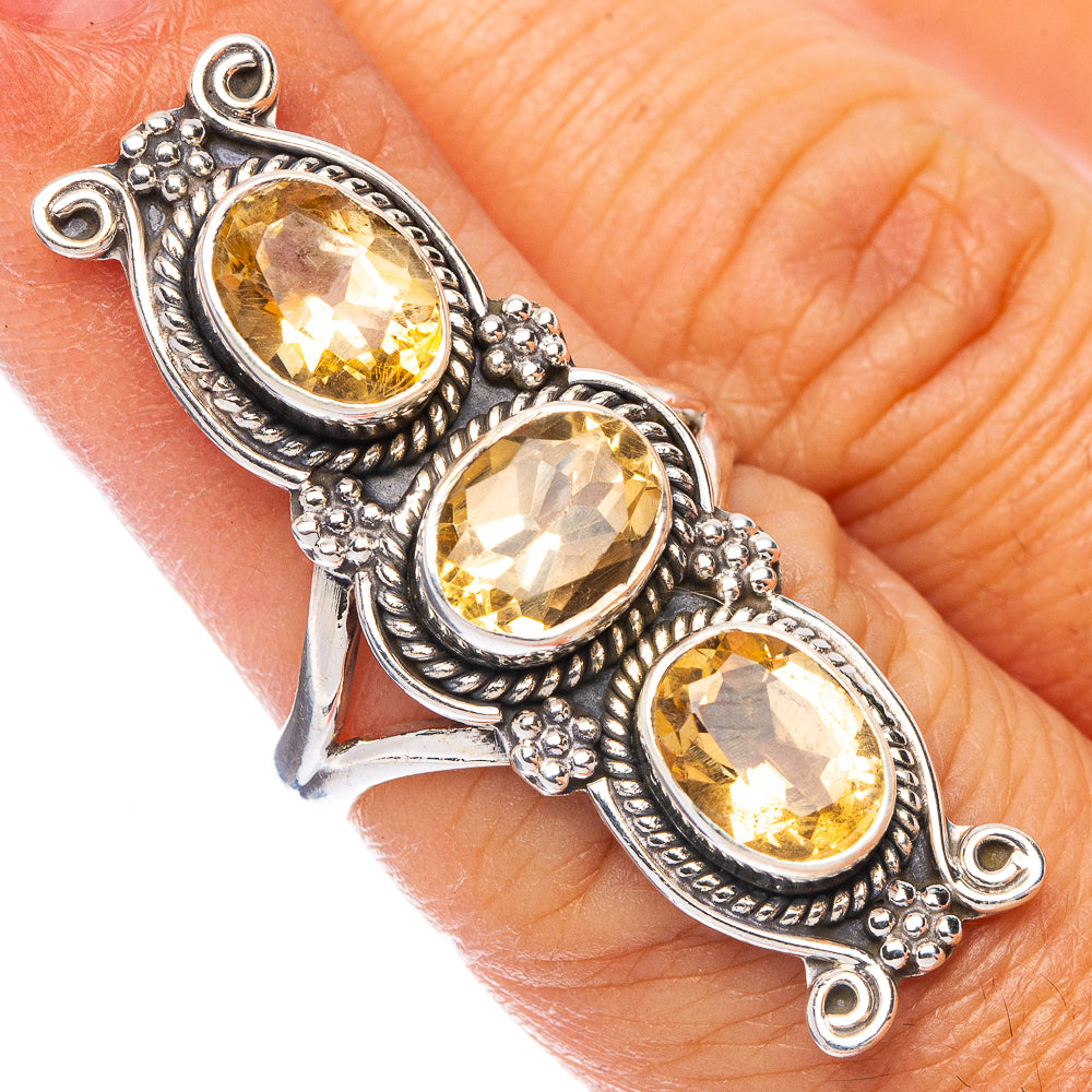 Large Citrine Ring Size 6 (925 Sterling Silver) R7047