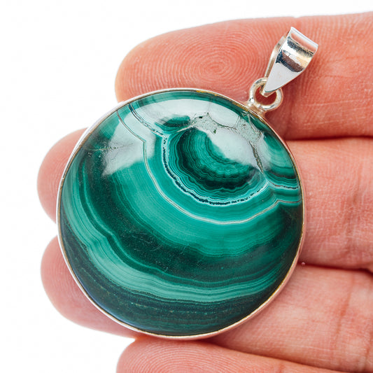 Premium Malachite Pendant 1 3/4" (.925 Sterling Silver)