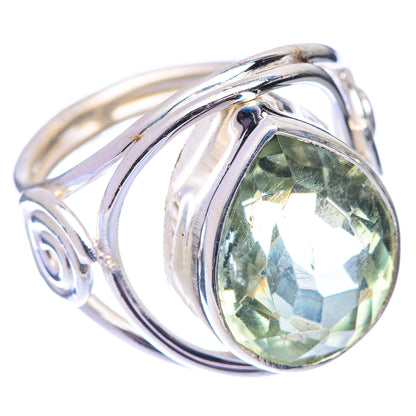 Faceted Green Amethyst Ring Size 6.25 (925 Sterling Silver) R140937