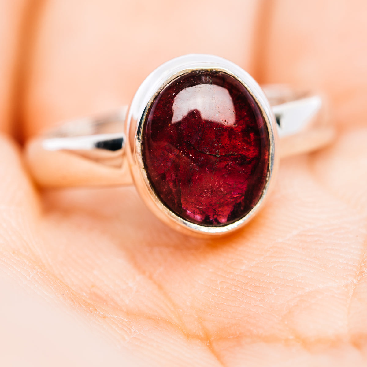 Premium Pink Tourmaline Ring Size 6.75 (.925 Sterling Silver)
