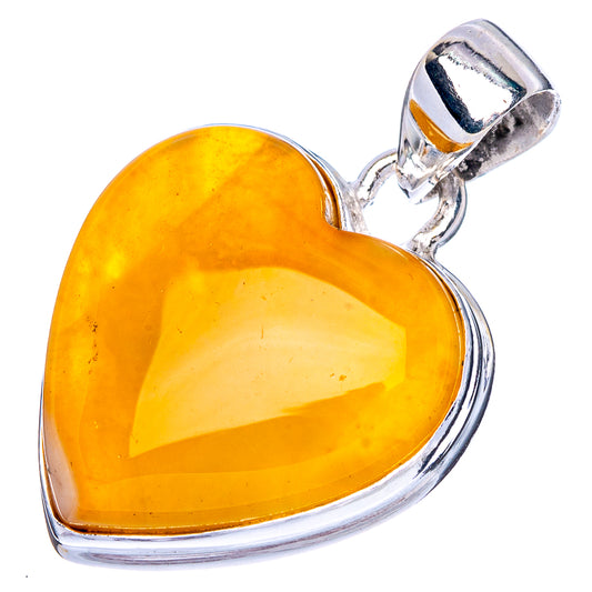 Amber Heart Pendant 1 1/4" (925 Sterling Silver) P42407