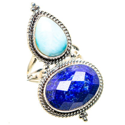 Large Lapis Lazuli, Larimar Ring Size 7.25 (925 Sterling Silver) RING138651