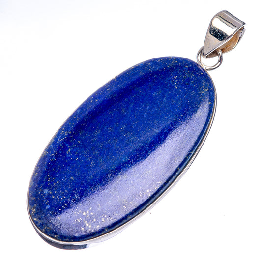 Lapis lazuli pendant with oval blue stone and sterling silver bail, polished finish