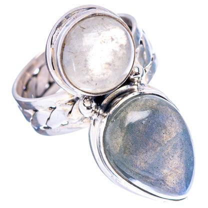 Labradorite, Rainbow Moonstone Ring Size 4.75 (.925 Sterling Silver)
