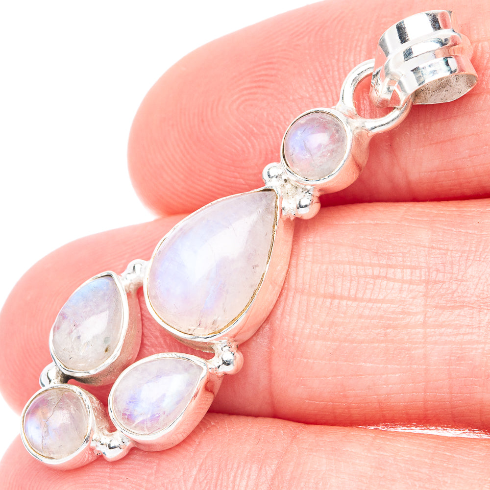 Rainbow Moonstone Pendant 1 5/8" (925 Sterling Silver) P41094