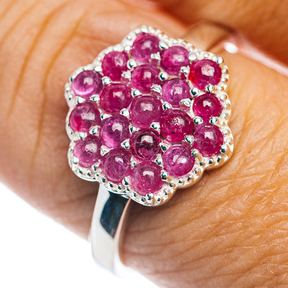 Premium Burmese Ruby Flower Cluster Ring Size 10 (.925 Sterling Silver)