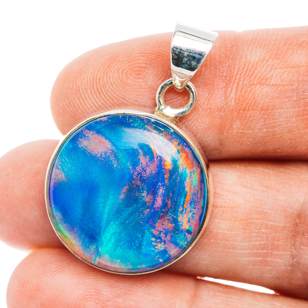 Aurora Opal Pendant 1 3/8" (.925 Sterling Silver)