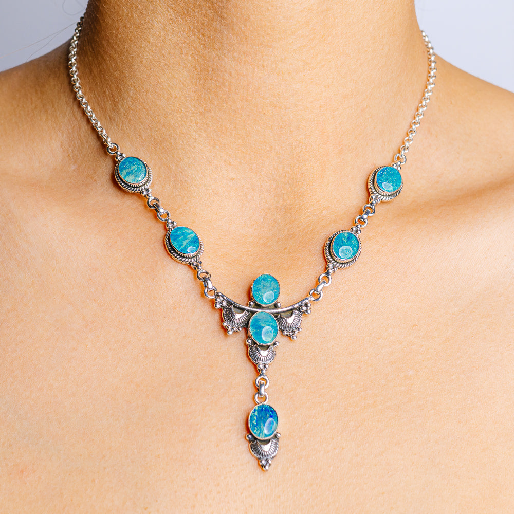 Triplet Opal Necklace 16 to 18" (.925 Sterling Silver)