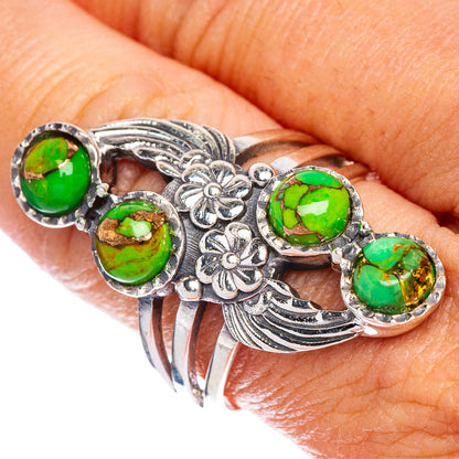Green Copper Composite Turquoise Flower Ring Size 10 (925 Sterling Silver) R147103