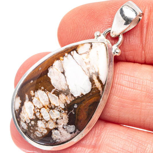 Sterling silver teardrop pendant with wild horse jasper; loop bail on top