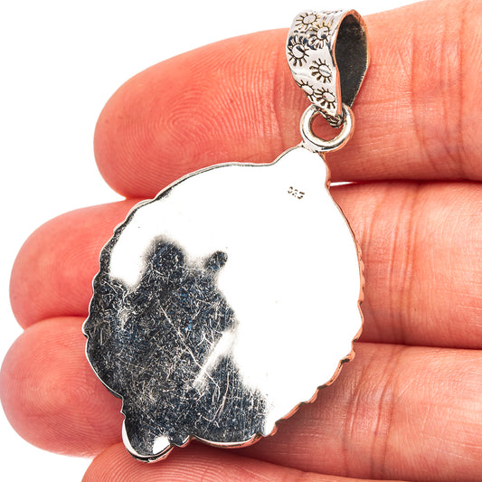 Exclusive Southwestern Style Hubei Turquoise Pendant 1 7/8" (.925 Sterling Silver)