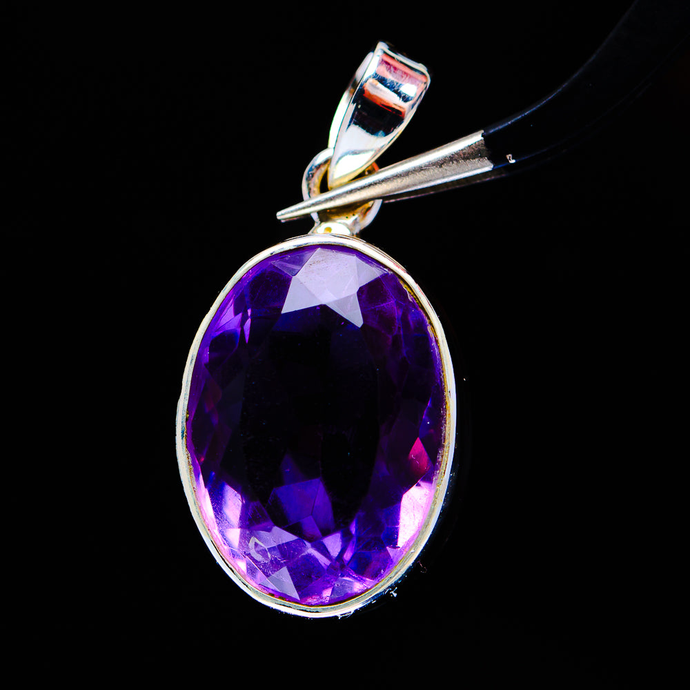 12.98ct Premium Faceted Amethyst Pendant 1" (.925 Sterling Silver)