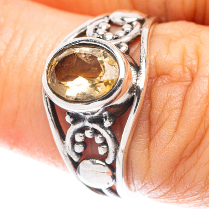 Faceted Citrine Dainty Ring Size 6.5 (925 Sterling Silver) R6015