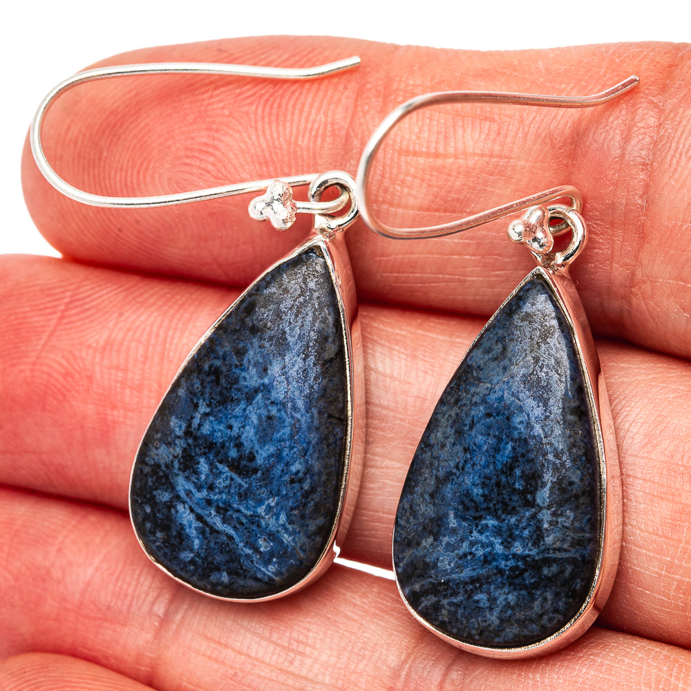 Premium Dumortierite Earrings 1 3/4" (.925 Sterling Silver)