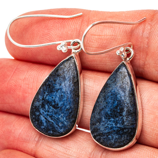 Premium Dumortierite Earrings 1 3/4" (.925 Sterling Silver)