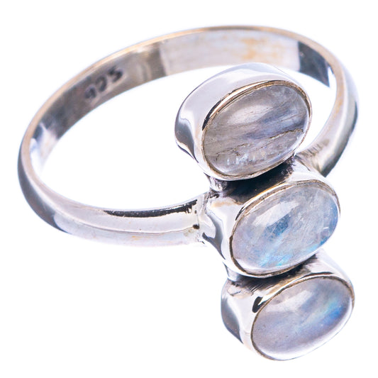 Rianbow Moonstone Dainty Ring Size 7.75 (925 Sterling Silver) R5278