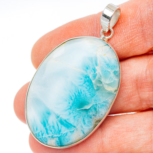 Premium Larimar Pendant 2" (.925 Sterling Silver) Carat