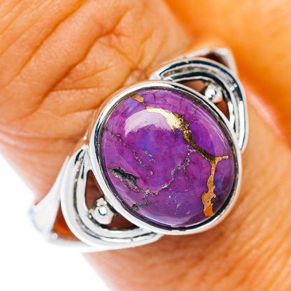 Purple Copper Turquoise Ring Size 9 (.925 Sterling Silver)