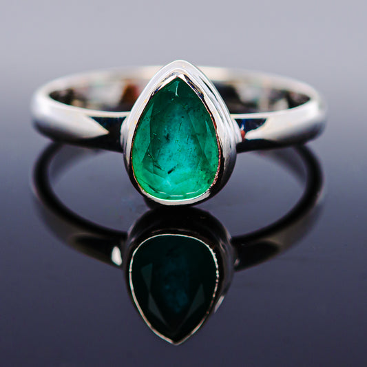 1ct Premium Zambian Emerald Ring Size 9.75 (.925 Sterling Silver)