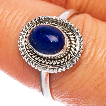 Lapis Lazuli Dainty Ring Size 7.5 (925 Sterling Silver) R1066