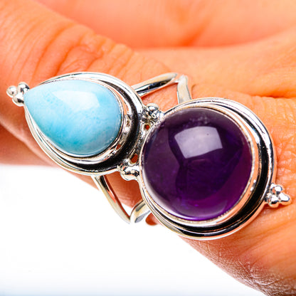Large Amethyst, Larimar Ring Size 9.75 (925 Sterling Silver) RING138624