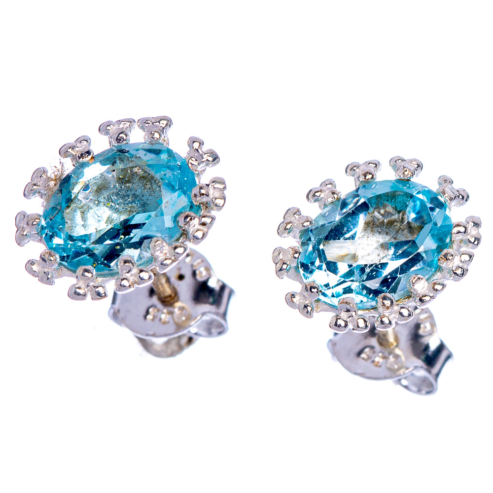 Blue Topaz Dainty Earrings 3/8" (925 Sterling Silver) E433565