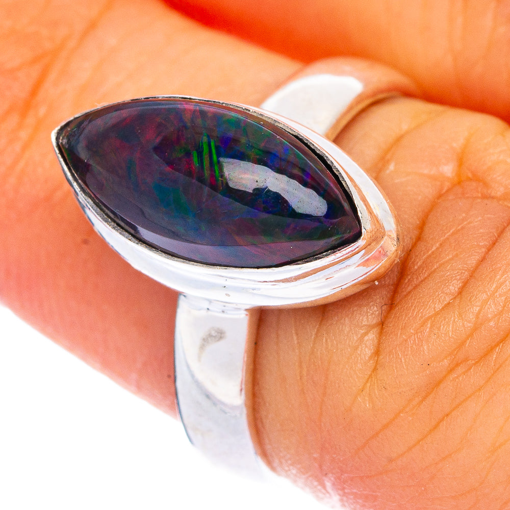 Black Opal Ring Size 5.75 (925 Sterling Silver) R144467