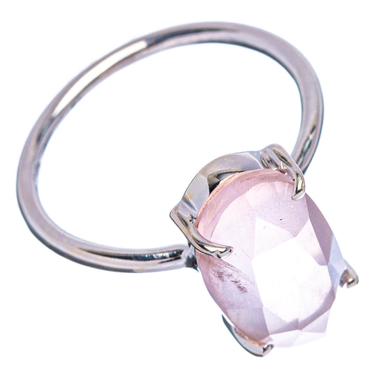 Rose quartz faceted marquise ring with open band and .925 sterling silver prongs