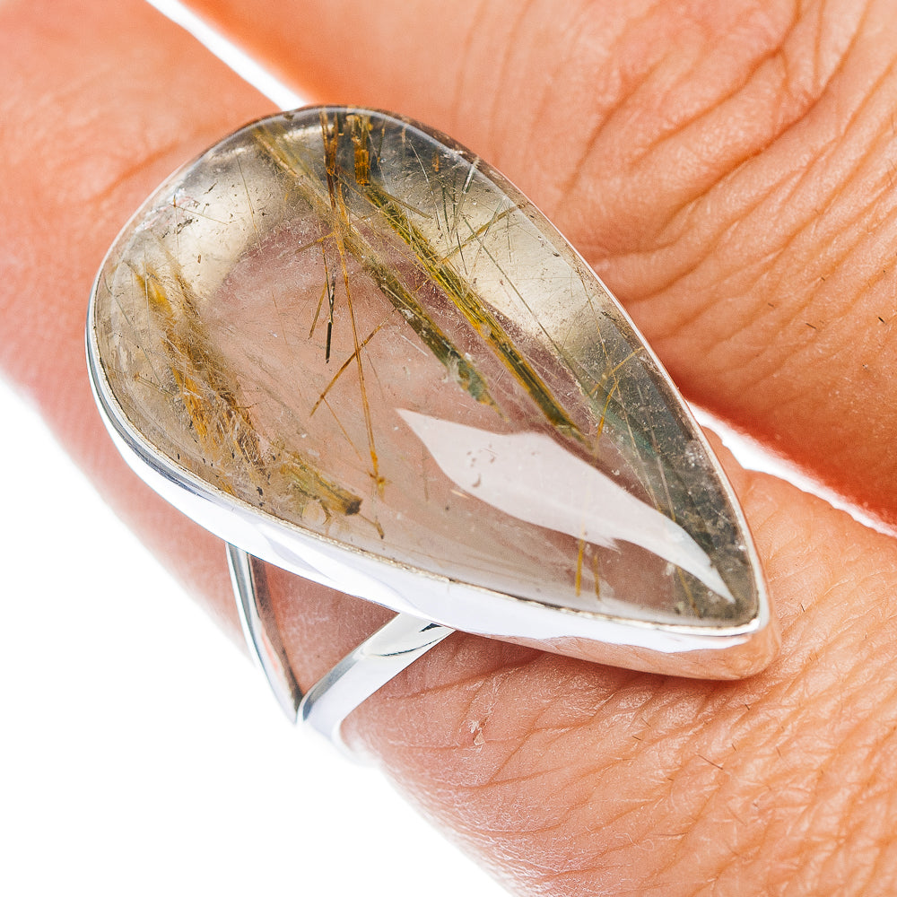 Premium Rutilated Quartz Ring Size 9 (.925 Sterling Silver)