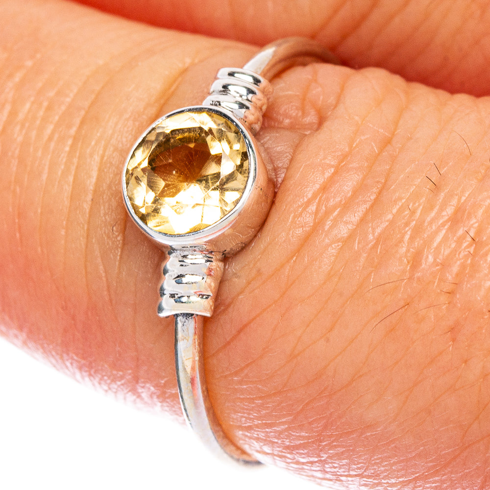 Faceted Citrine Dainty Ring Size 7.75 (925 Sterling Silver) R147063