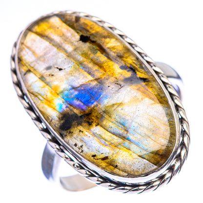 Large Labradorite Ring Size 11 (925 Sterling Silver) R142892