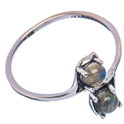 Labradorite Dainty Ring Size 9 Adjustable (.925 Sterling Silver)