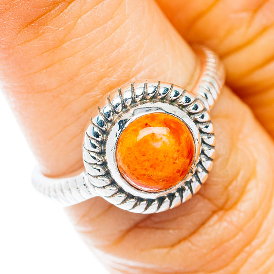 Southwestern Style Sponge Coral Ring Size 6.5 (.925 Sterling Silver)