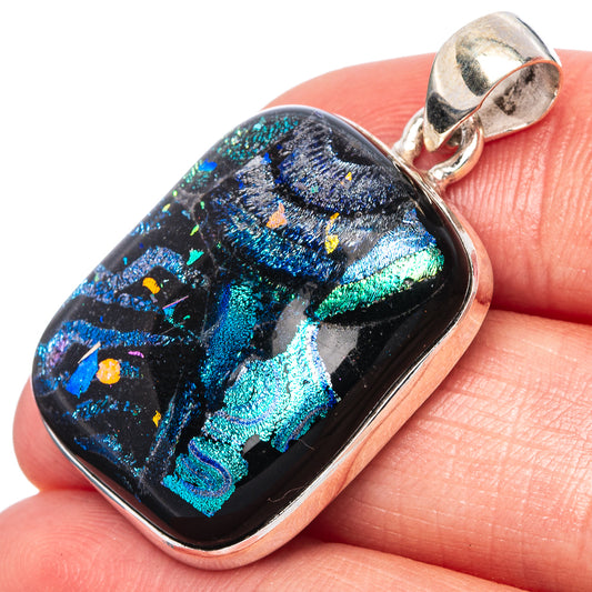 Dichroic Glass Pendant 1 3/8" (925 Sterling Silver) P43067