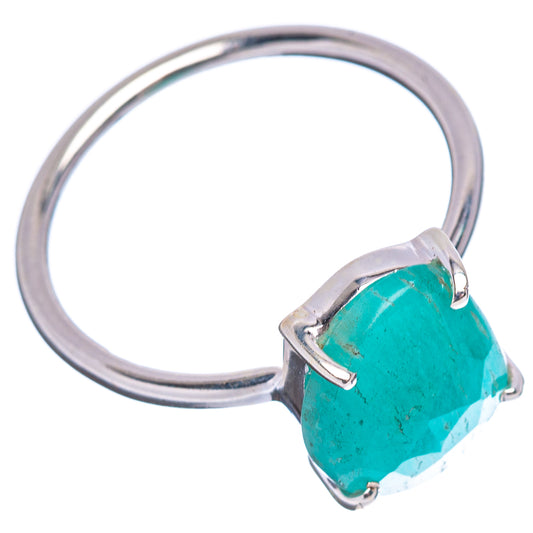 925 sterling silver ring with teal teardrop gemstone bezel setting