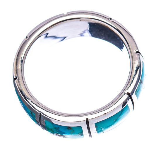 Sterling silver ring band with turquoise inlay segments, size 5.5